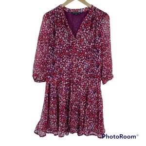 FRENCH CONNECTION Chiffon Dress SZ 8 Ditsy Floral Printed Flowy Mini Dress